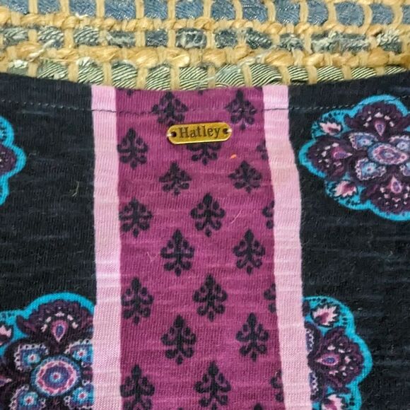 Hatley Navy Purple Teal Medallion Print XS L/S Knit Dress Romantic Gothic Whimsy - Picture 8 of 8